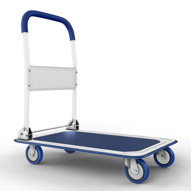 Folding flatbed carts, hand carts and warehouse rolling flatbed carts with rotating wheels, with a load capacity of 660 pounds, are very suitable for use in homes, cars, offices and outdoors